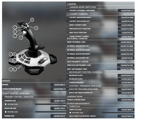 Logitech Extreme 3D Pro Key Mappings
