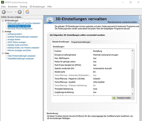 Nvidia Systemsteuerung 3D