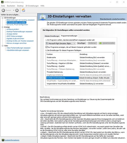 Nvidia Systemsteuerung Vsync Adaptiv halbe Rate
