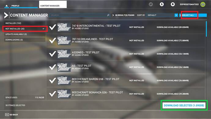 select all