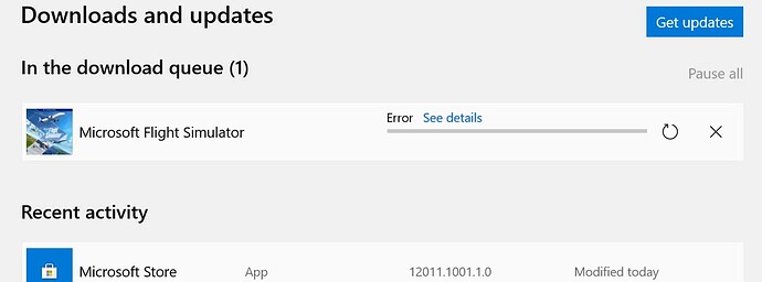 Failed MSFS Update