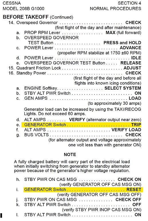 C208 stby power check