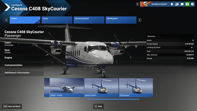Cessna C408 Passenger - UI No Seats - Helicopter Variants