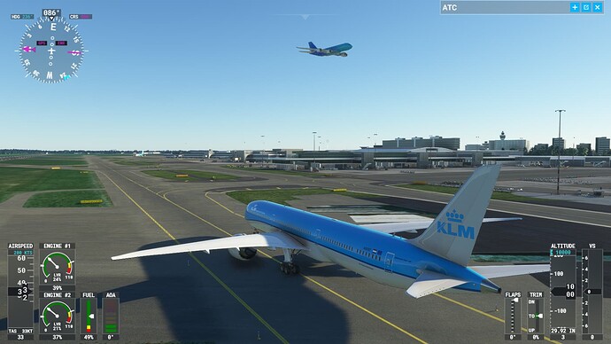 After take off flying over the airport.