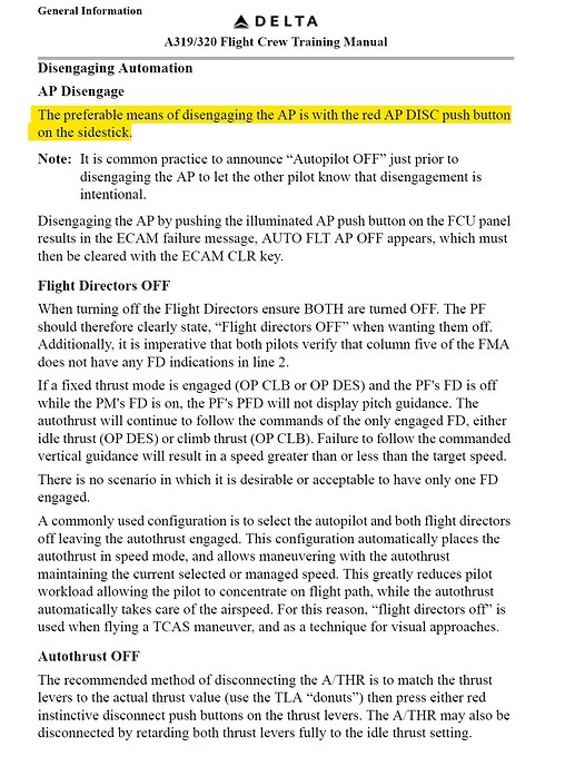 A320 AP disconnect