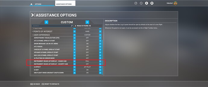 HUD options