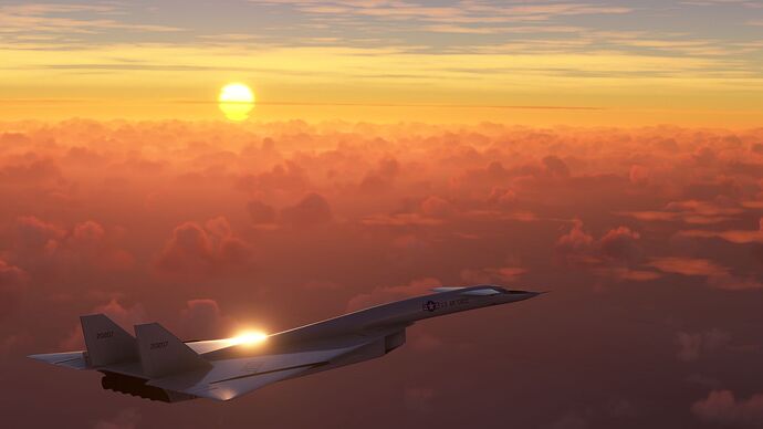 XB70 over sunset clouds