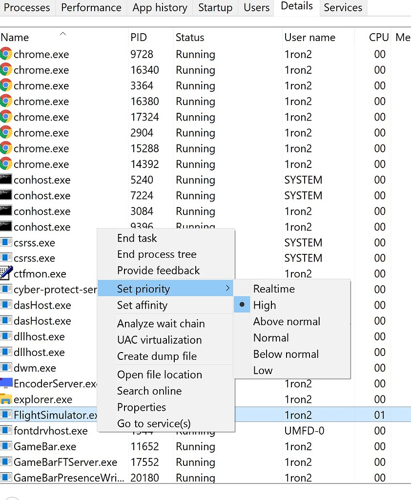 1.19.9.0 PC - Flight Simulator Priority in Task Manager - Change from ...