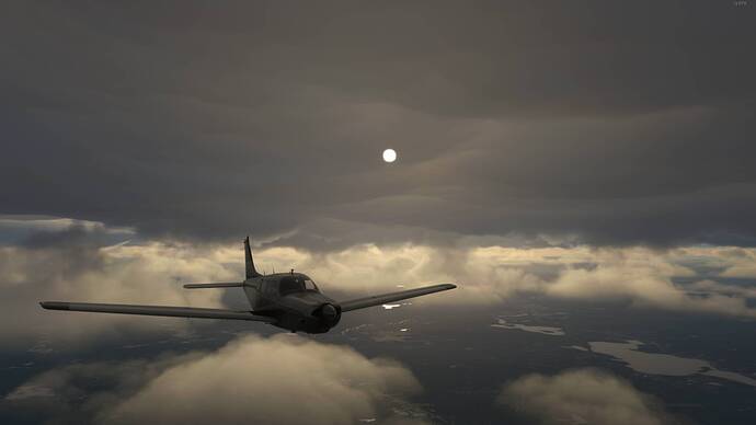 MSFS sun through clouds