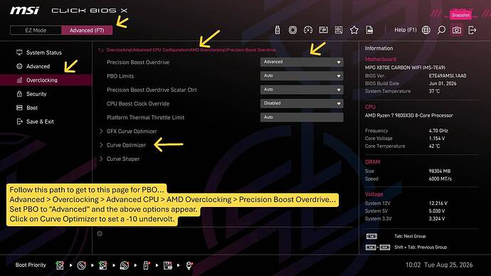 4 MSI Advanced Overclocking PBO Advanced
