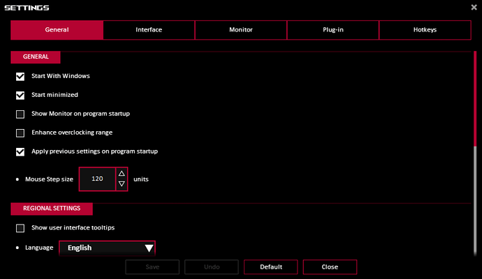 Test Setup - GPU Tweak - Prefs