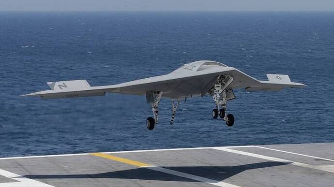 Stealth Drone on USN Carrier.
