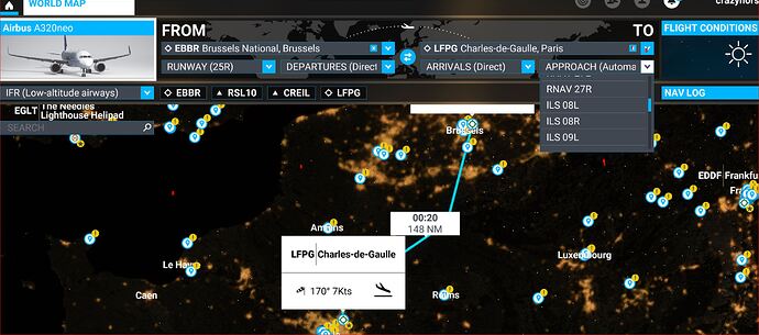 IFR FPLAN EBBR - LFPG