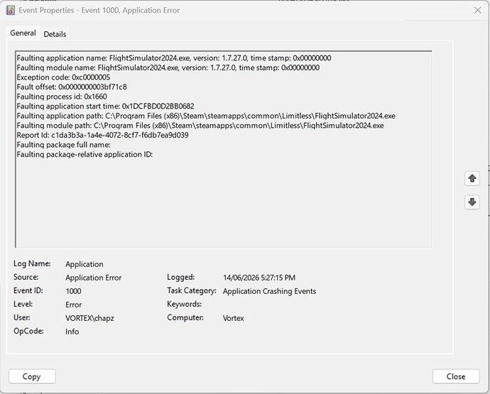msfs crash