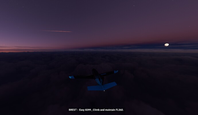 enroute dark and stormy night on top with traffic