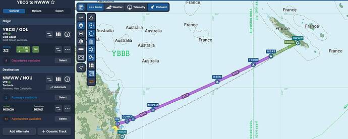 Leg 1 - YBCG to NWWW