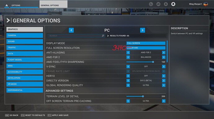 MSFS settings