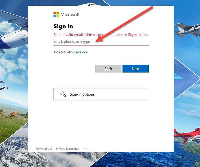SIGN IN MSFS