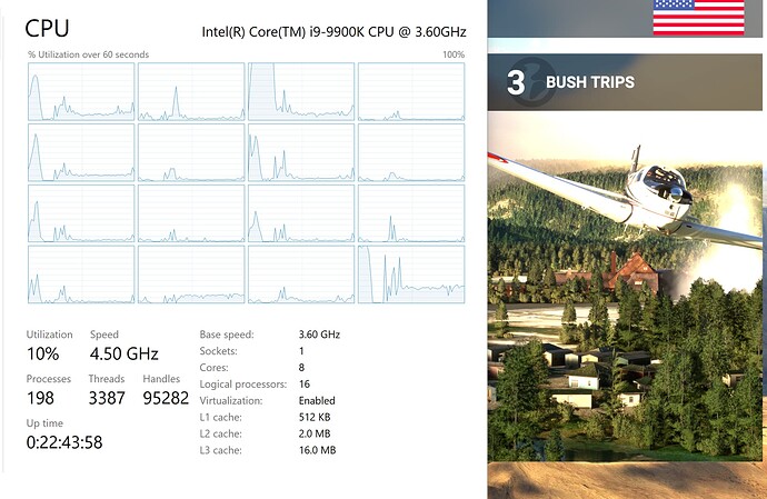 CPU Utilization during FS2020 program load