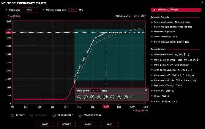 Test Setup - GPU Tweak VF1 - 1010 mV at 2992 MHz - offset 225 MHz