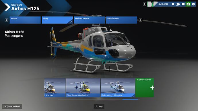 H125 Passenger Livery "Flight Seeing 15 Adaptive"