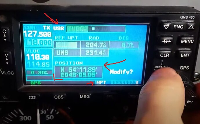 Garmin GNS 530 Coordinate System