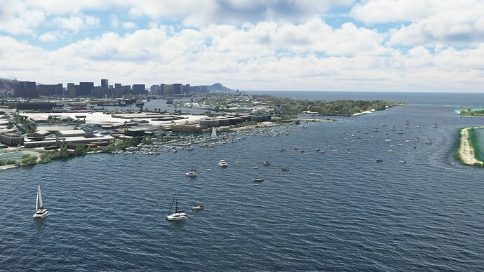 Ke'ehi Boat Harbor, Honolulu - Honolulu Harbor in the background