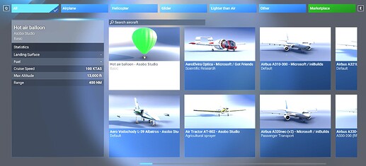 Free-flight aircraft selection - v1.5.3.0