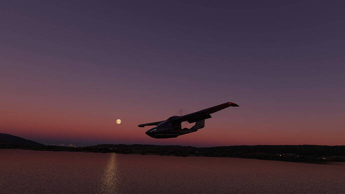 Snow Moon over Limni Voulkaria, Greece