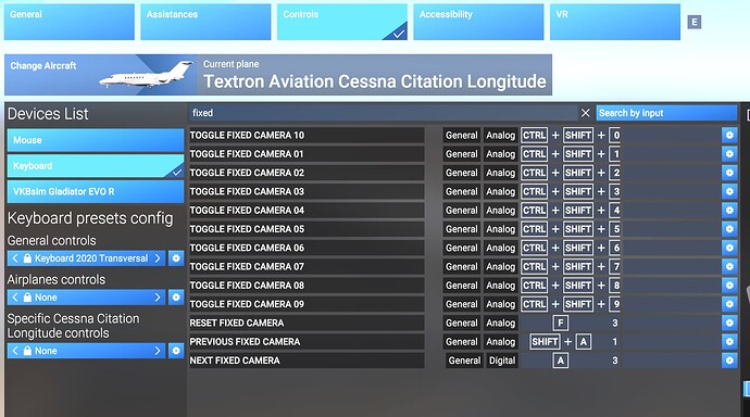 Fixed Camera bindings