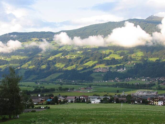 Landscape around Fügen, Zillertal in July