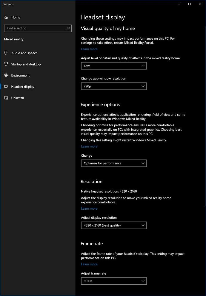 6 WMR settings