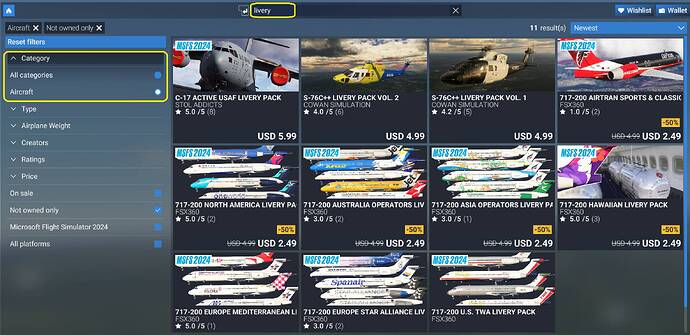 MSFS MP Liveries in Aircraft