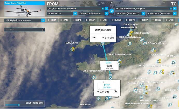 EGKA - LFBE flightplan