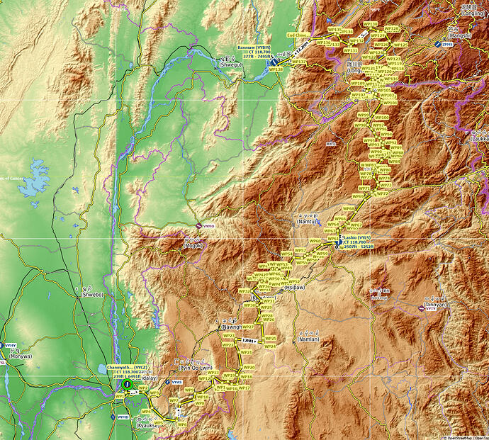 VFR Chanmyathazi (VYCZ) to Banmaw (VYBM)