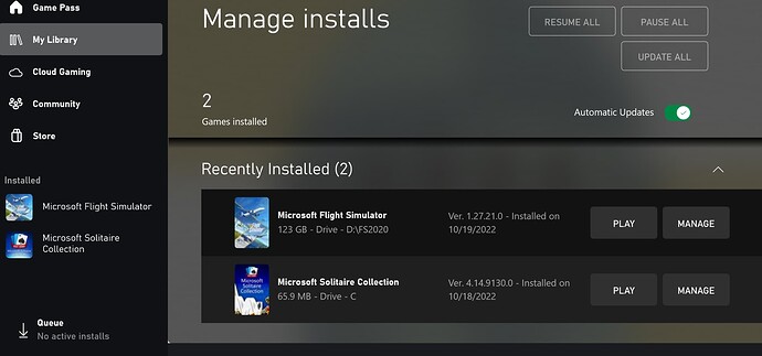 Xbox - FS2020 Install Screen