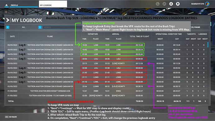 BUSH TRIP SU9 - LOADING a CONTINUE leg DELETES_CHANGES PREVIOUS LOGBOOK ENTRIES, 20220505210824_1