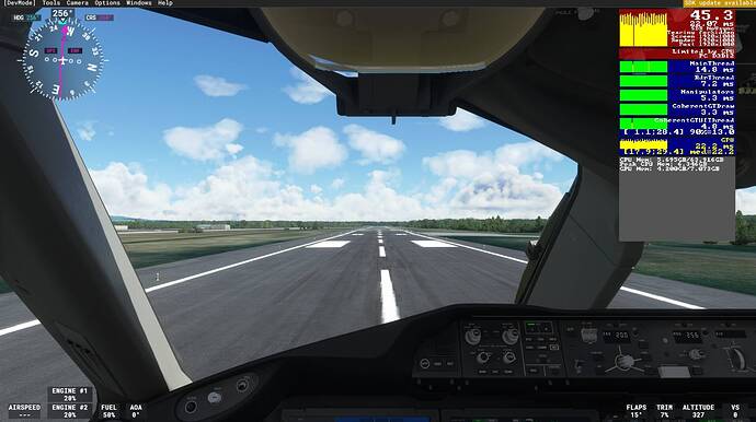 fs2020 on runway fps dx12