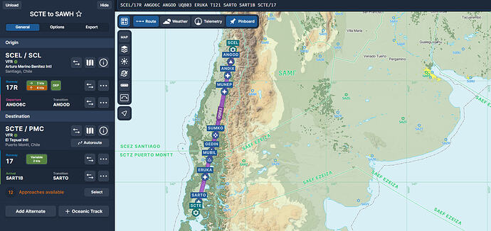 Leg 14A - SCEL to SCTE - 00 Route