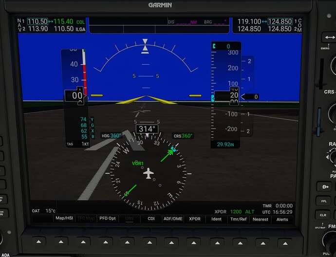 C172 - NAV1 set to COL VOR
