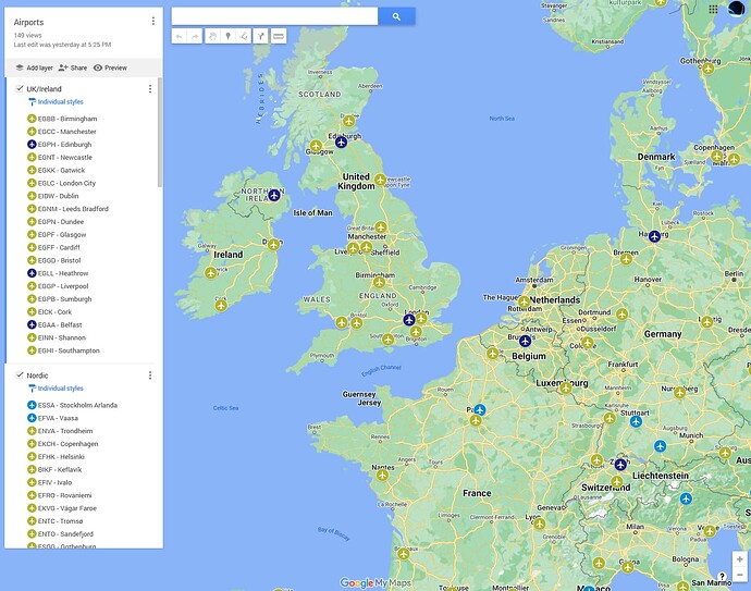 Google Maps Airports