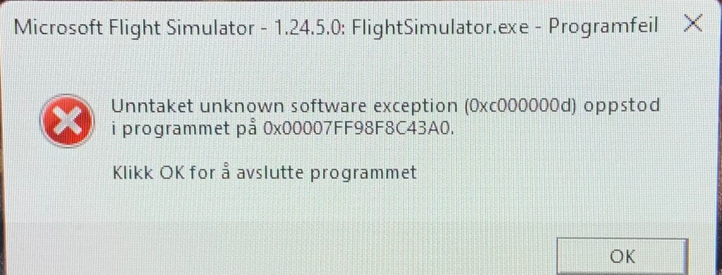 Ctd just after min in the sim - Crashes (CTDs) - Microsoft Flight ...