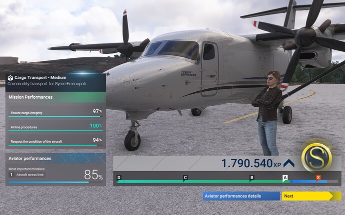 Aviator performance penalty at the end of the flight