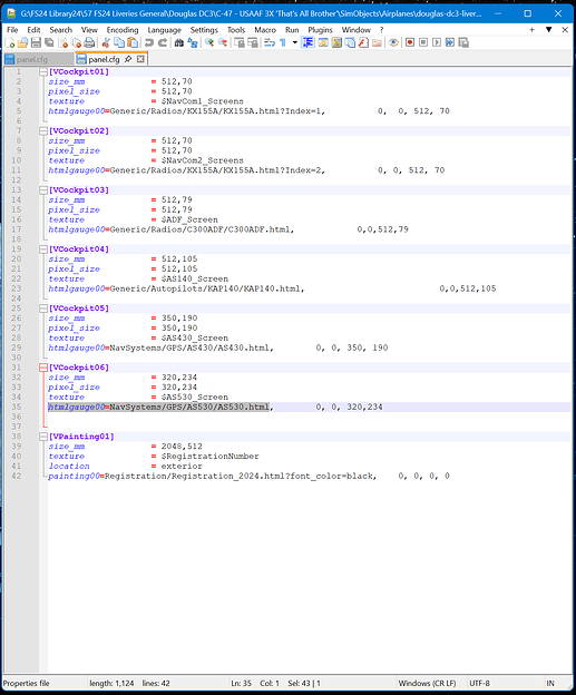 Example DC3 panel config old 530 lines