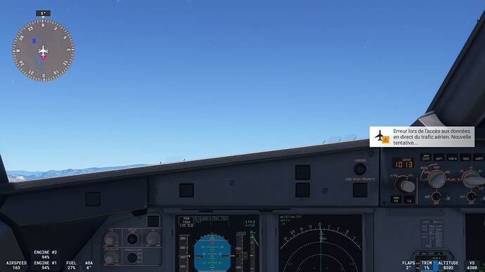 Problème avec le trafic aérien en ligne