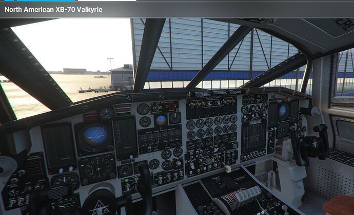 inside cockpit in the hangar