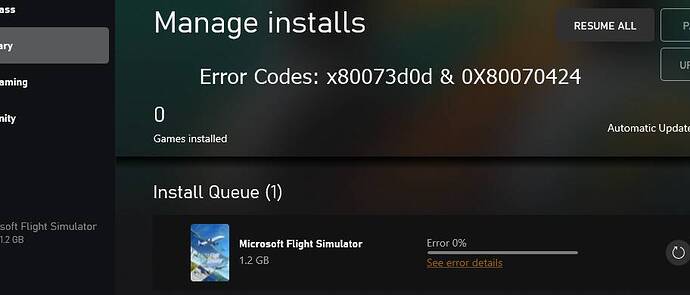 MSFS ERROR