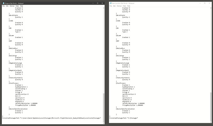 Old and new folder locations