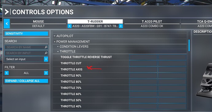 Throttle axis