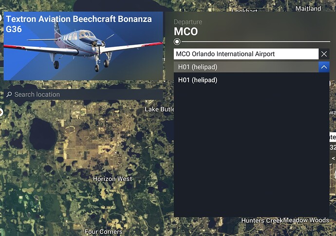 Bug - Asobo Bonanza - MCO - Helipad only